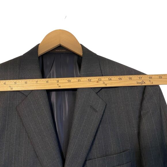 Tasso Elba Macy's Men's Suit 40R Pants 34 Heather Gray Purple Stripe Wool New - Picture 5 of 16
